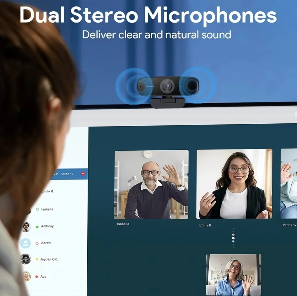 WENKIA Full HD 1080P USB Desktop Web Computer Camera with Dual Stereo Microphone